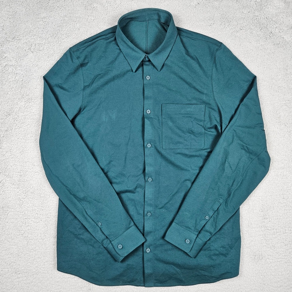 Lululemon (Mens Medium) Storm Teal Commission Long Sleeve Shirt Button Up Pocket